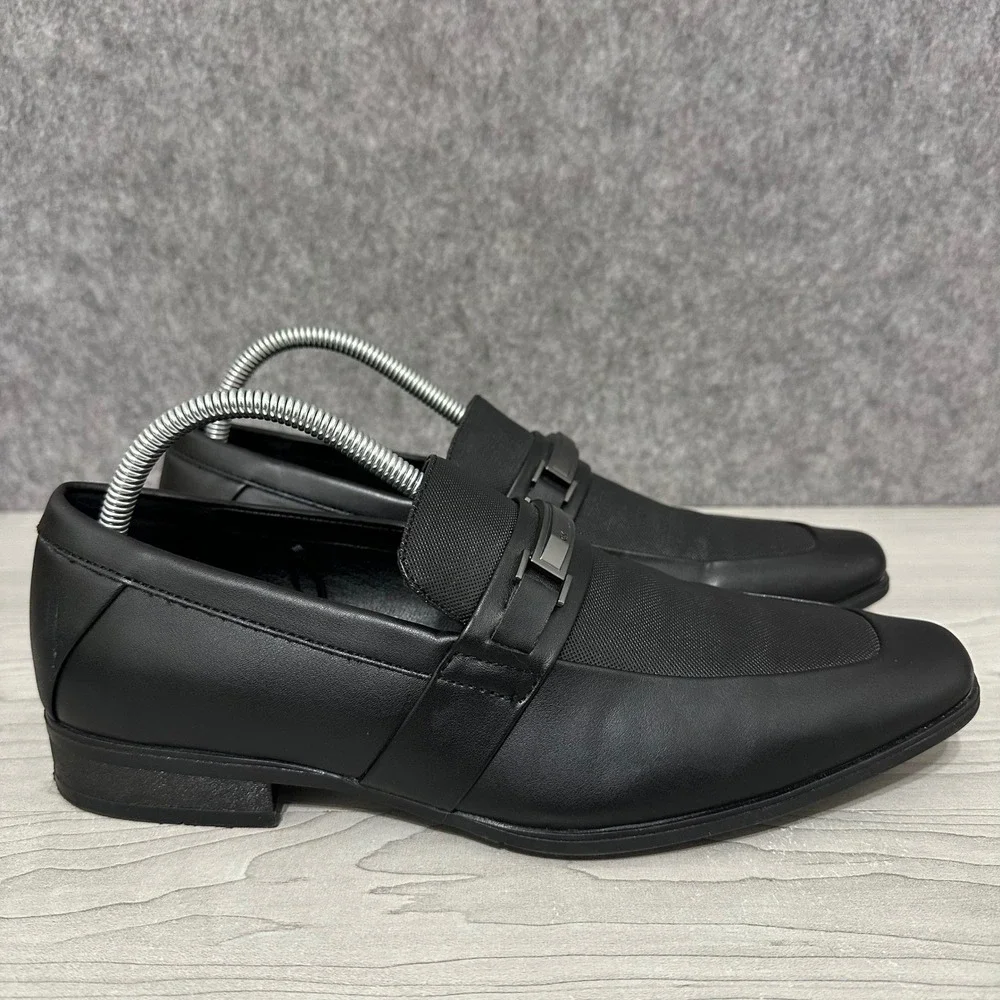 Calvin Klein Men's‎ Jameson Loafers Black Leather Buckle Dress Shoes Size 9.5